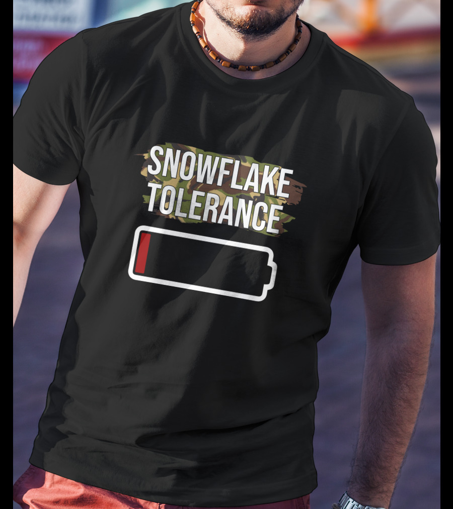 Snowflake Tolerance Low Battery Camouflage Kev Riches T-Shirt