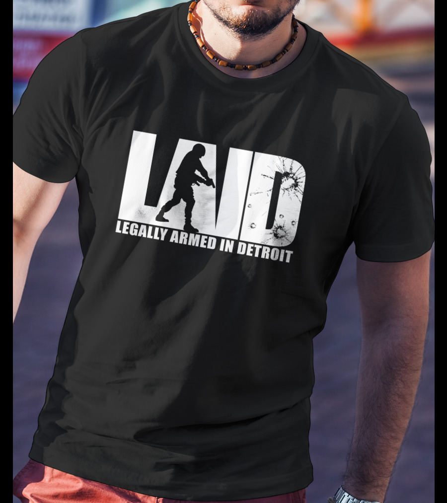 LAID Legally Armed In Detroit Silhouette With Splatter T-Shirt