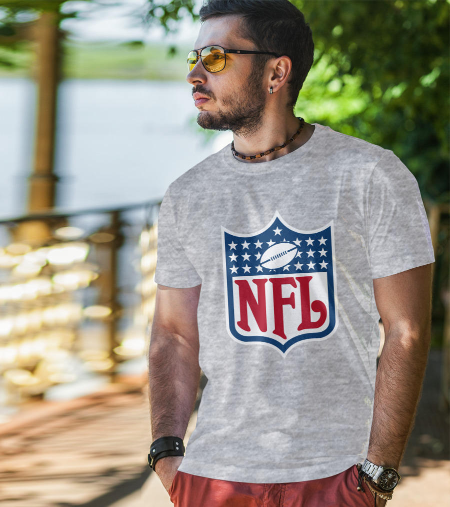 Annie Agar NFL Meeting Football Shield T-Shirt
