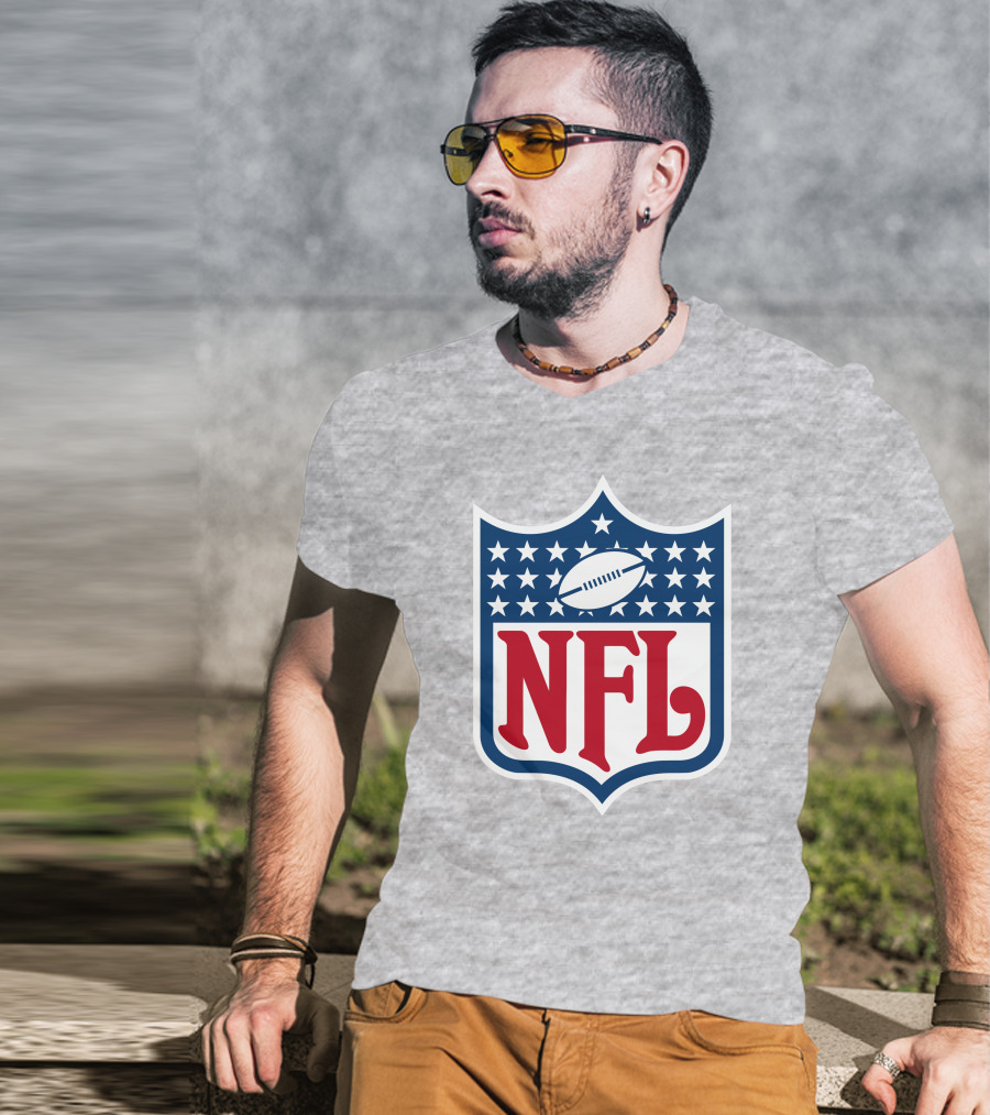 Annie Agar NFL Meeting Football Shield T-Shirt