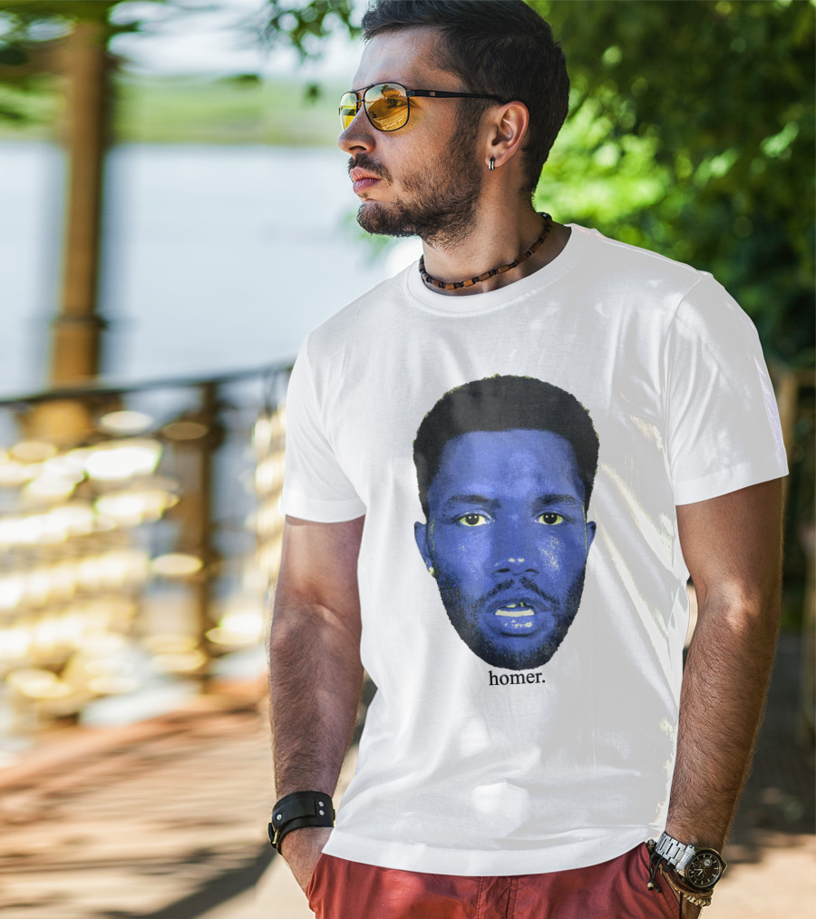 Frank Ocean Homer Bebe Boy Blue Face Typography T-Shirt
