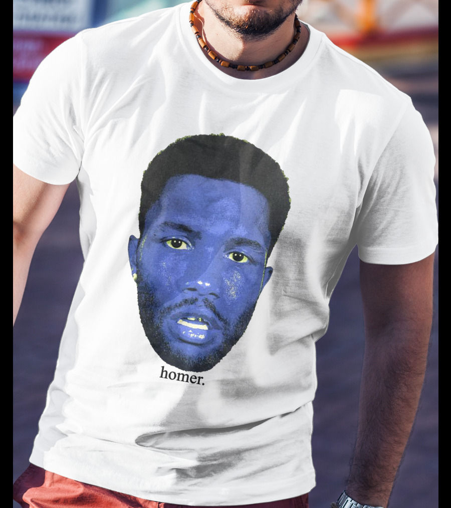 Frank Ocean Homer Bebe Boy Blue Face Typography T-Shirt