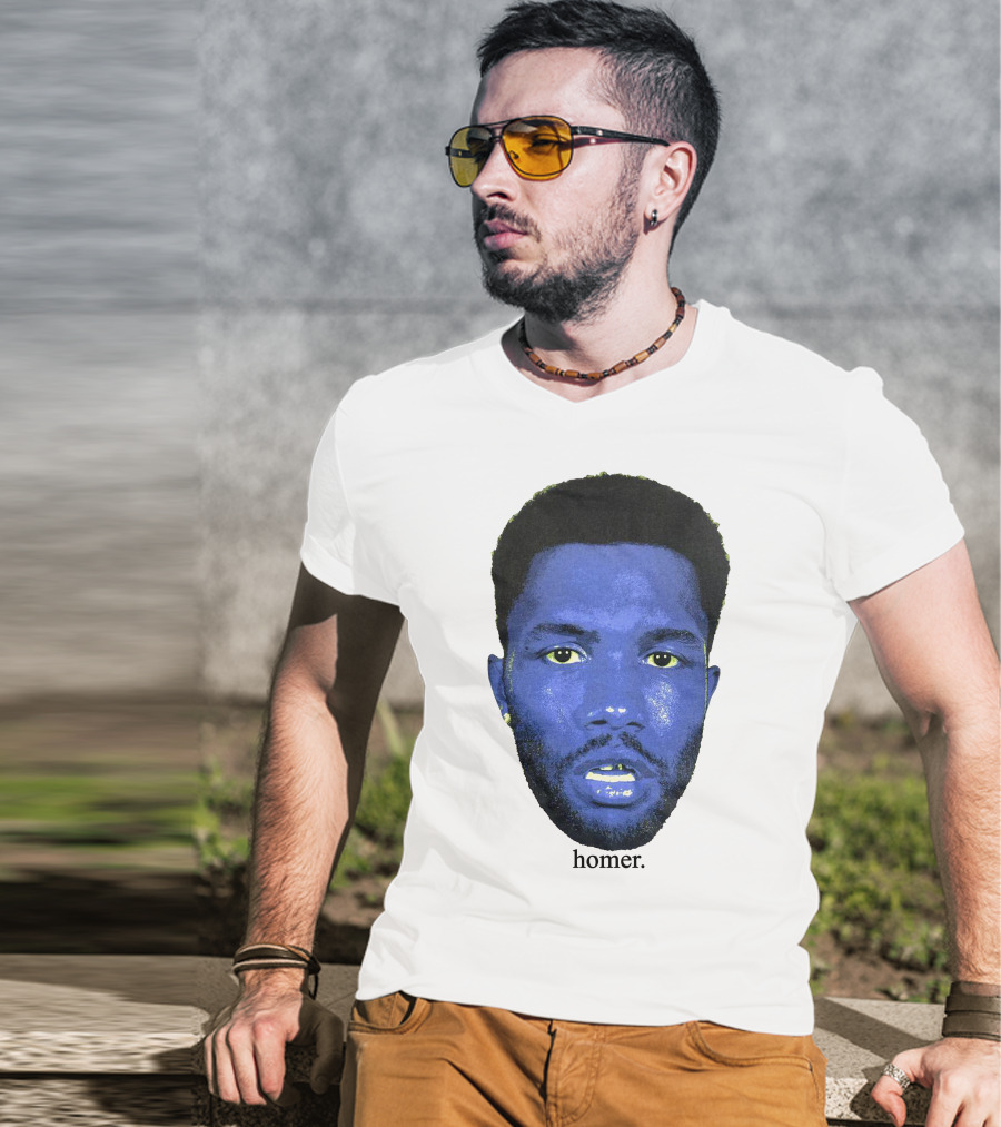 Frank Ocean Homer Bebe Boy Blue Face Typography T-Shirt
