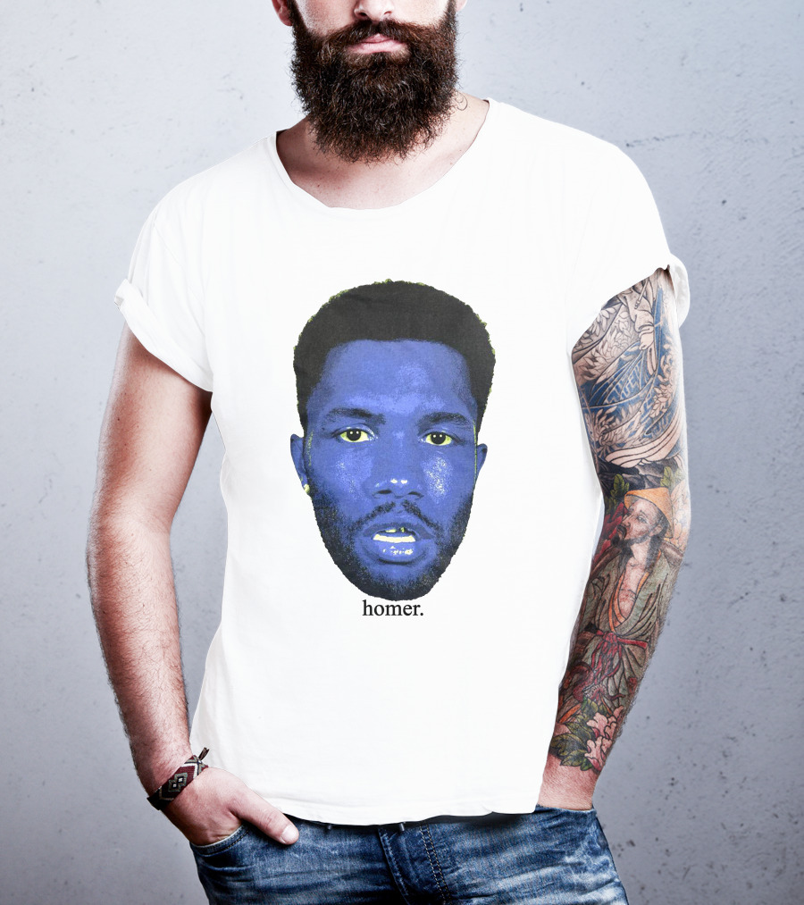 Frank Ocean Homer Bebe Boy Blue Face Typography T-Shirt