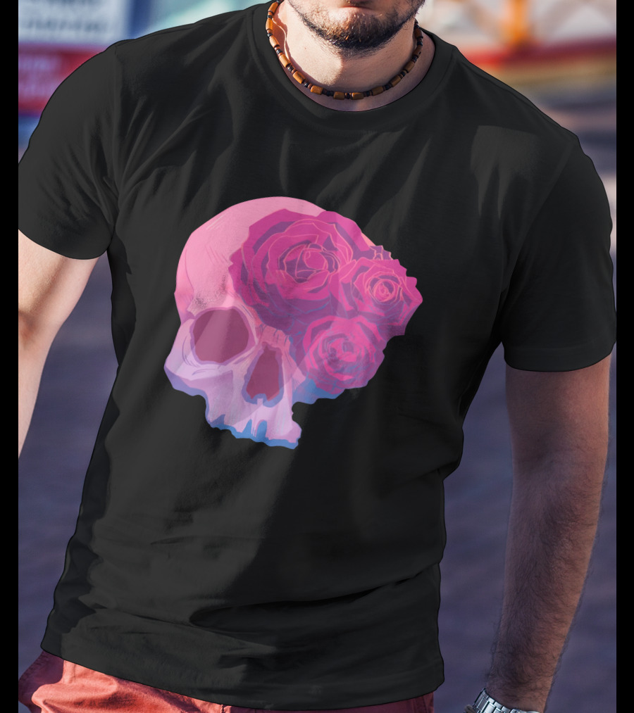 Taliesin Jaffe Pink Skull With Gothic Roses T-Shirt