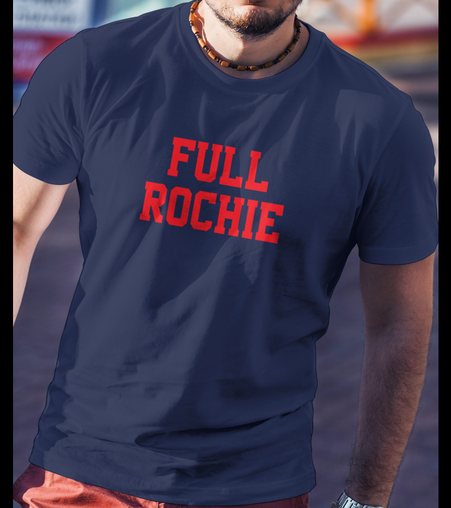 Dan Roche Full Rochie Bold Red Text On Dark Blue T-Shirt