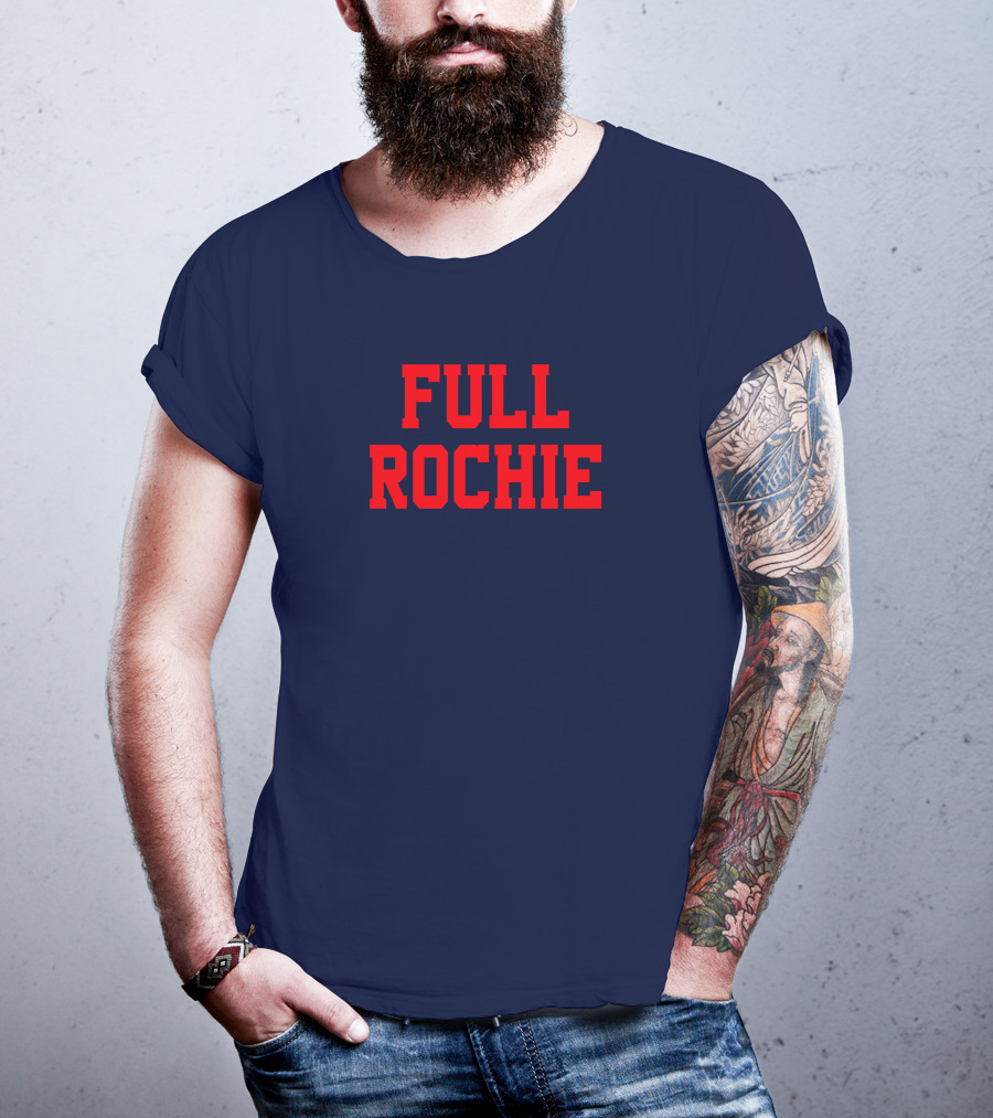Dan Roche Full Rochie Bold Red Text On Dark Blue T-Shirt