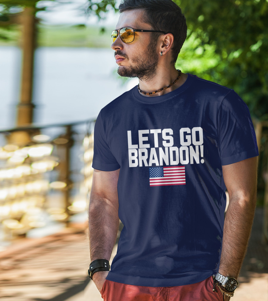 Lets Go Brandon Marine Veteran American Flag T-Shirt