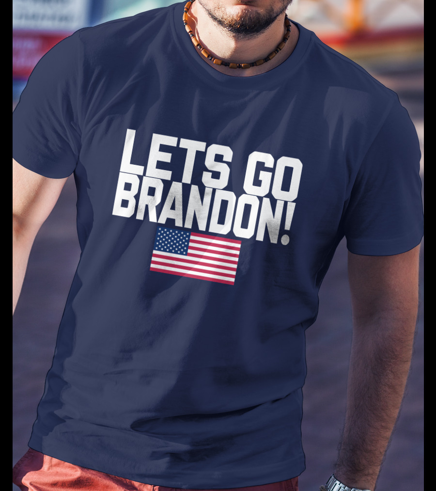 Lets Go Brandon Marine Veteran American Flag T-Shirt