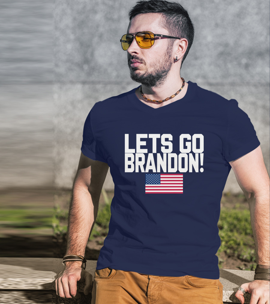 Lets Go Brandon Marine Veteran American Flag T-Shirt