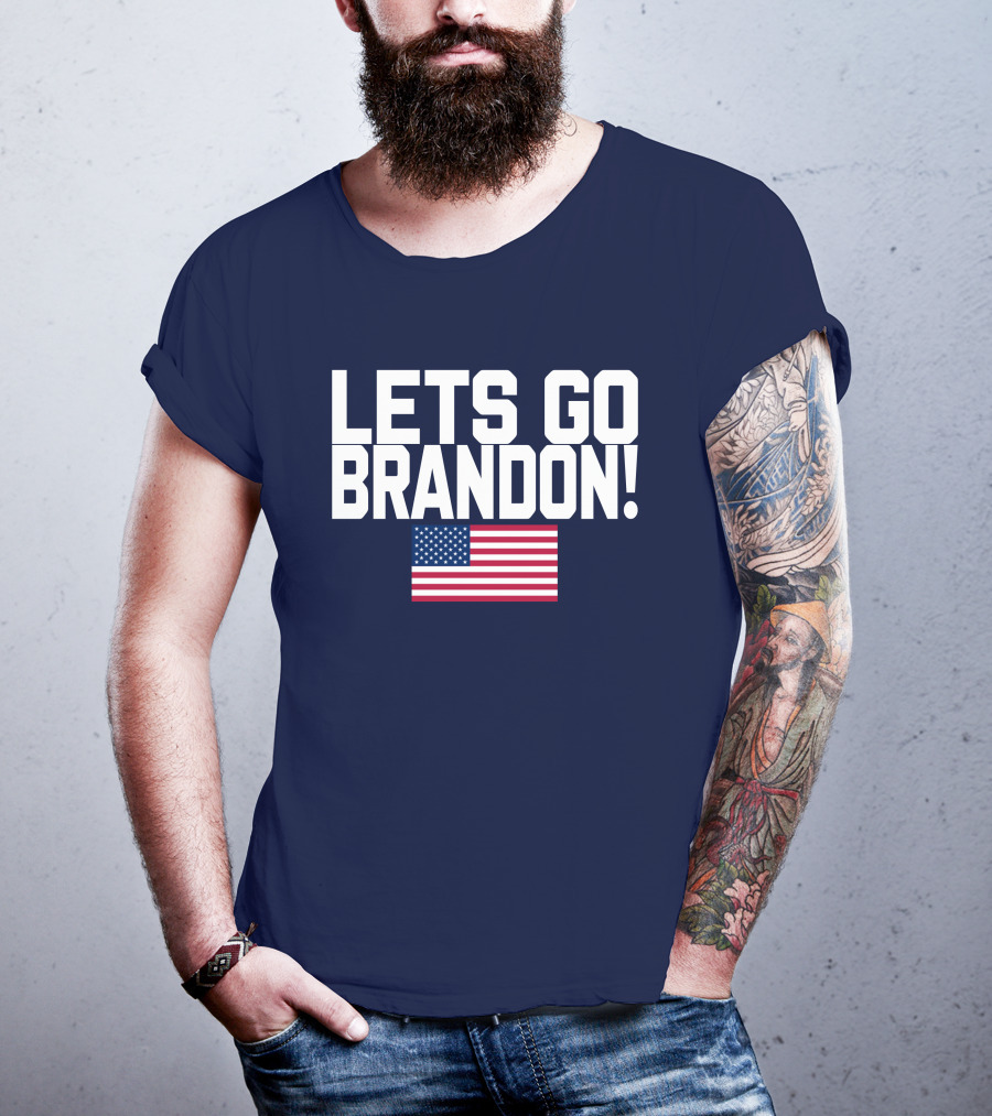 Lets Go Brandon Marine Veteran American Flag T-Shirt