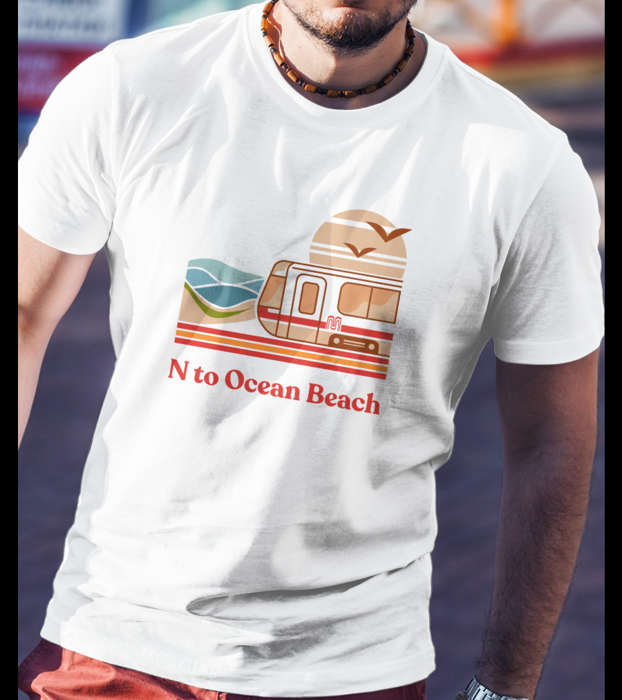 N To Ocean Beach San Francisco Tram Chris Arvin T-Shirt