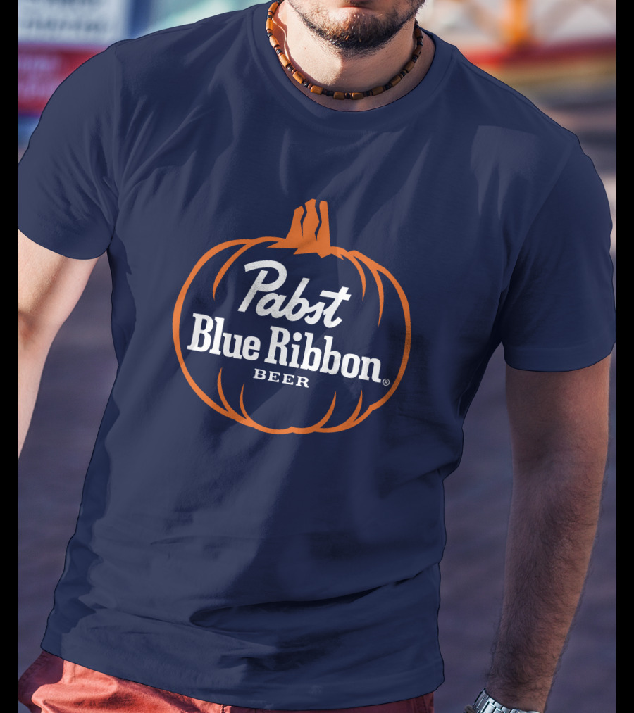 Pabst Blue Ribbon Beer Pumpkin Halloween T-Shirt