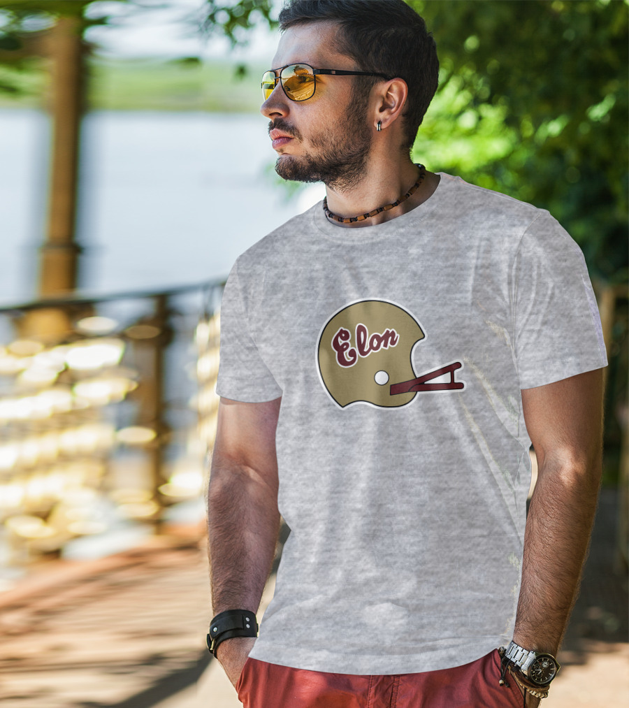Elon Football Helmet Wes Durham T-Shirt