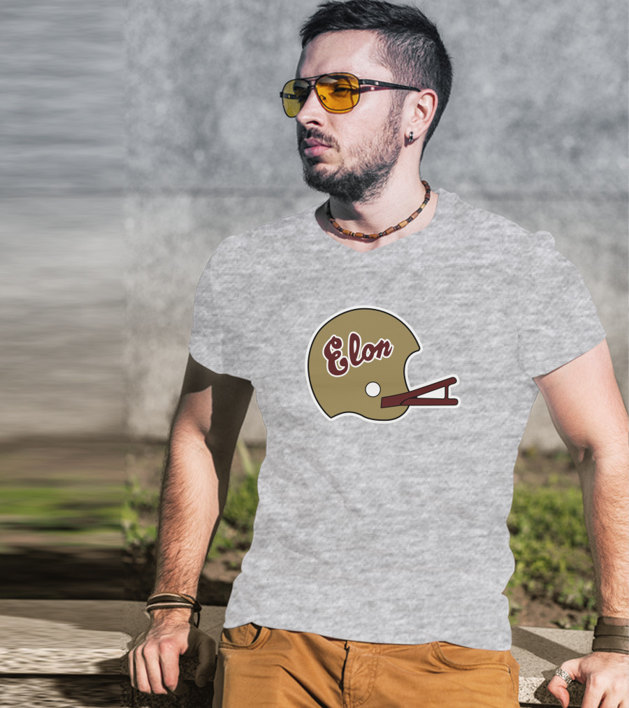 Elon Football Helmet Wes Durham T-Shirt