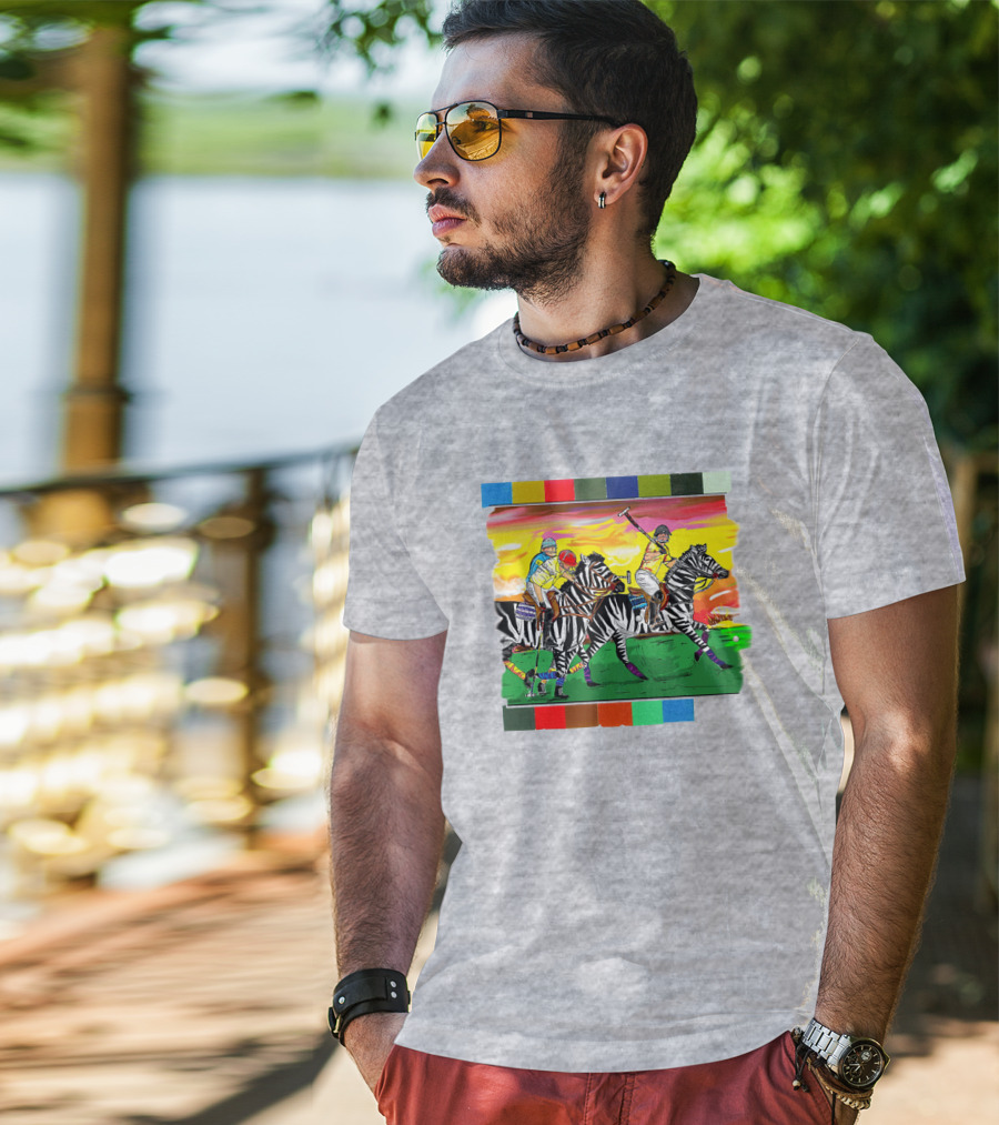 Sir Michael Rocks Premier Politics Polo Riding Zebras Sunset Colors T-Shirt