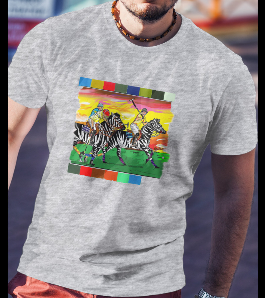 Sir Michael Rocks Premier Politics Polo Riding Zebras Sunset Colors T-Shirt