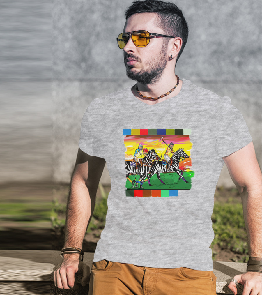 Sir Michael Rocks Premier Politics Polo Riding Zebras Sunset Colors T-Shirt