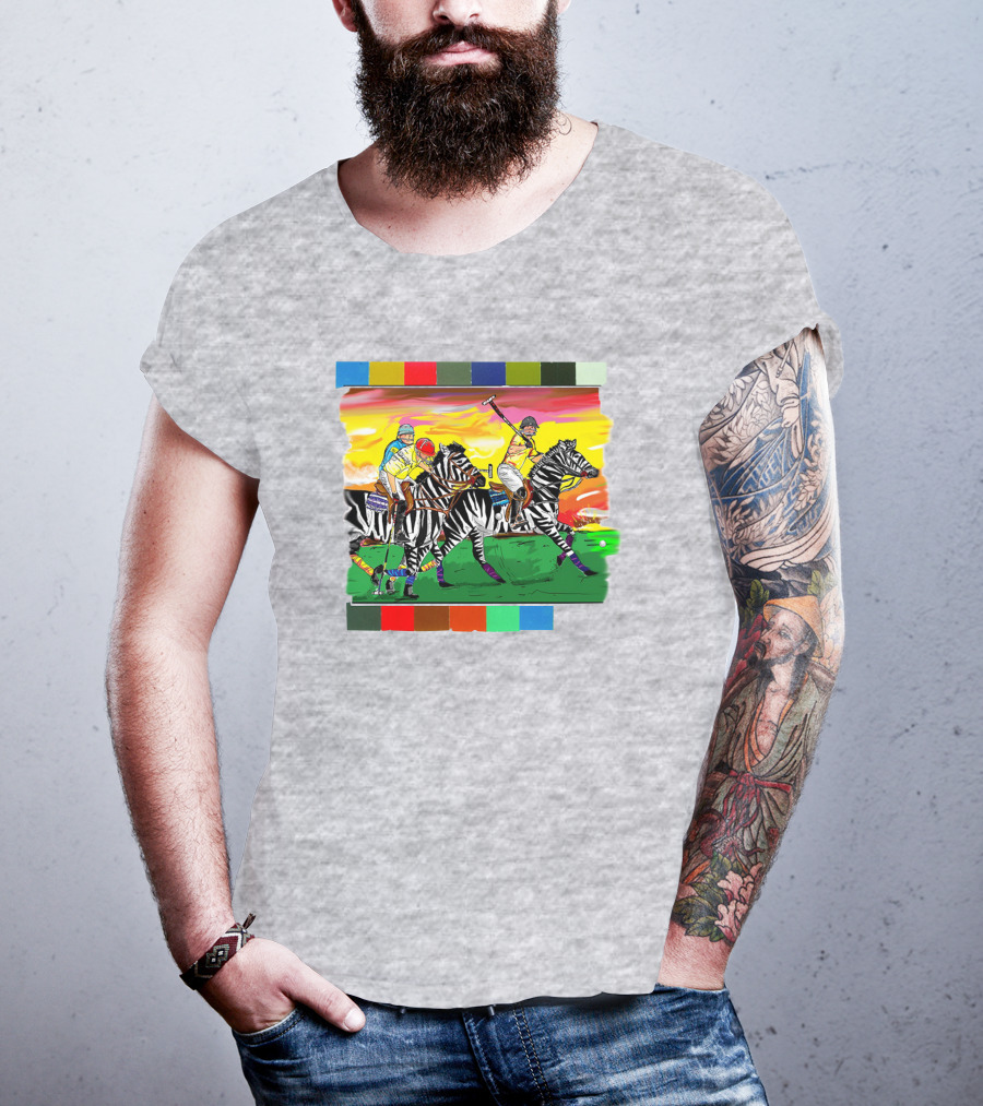 Sir Michael Rocks Premier Politics Polo Riding Zebras Sunset Colors T-Shirt