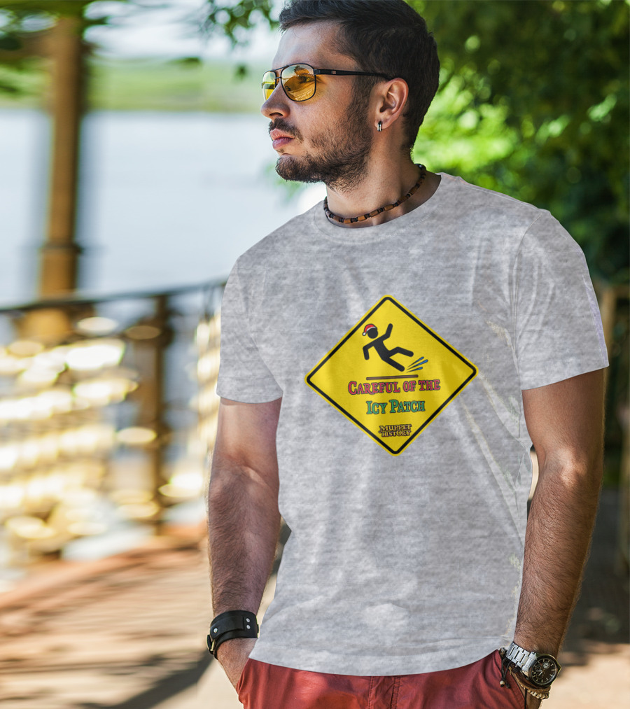 Muppet History Careful Of The Icy Patch Warning Sign Santa Hat T-Shirt