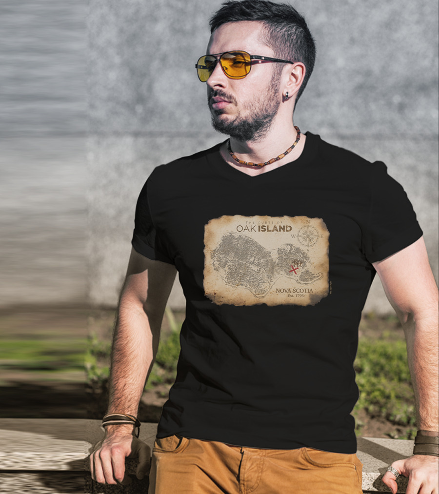 The Curse Of Oak Island Nova Scotia Money Pit Map T-Shirt