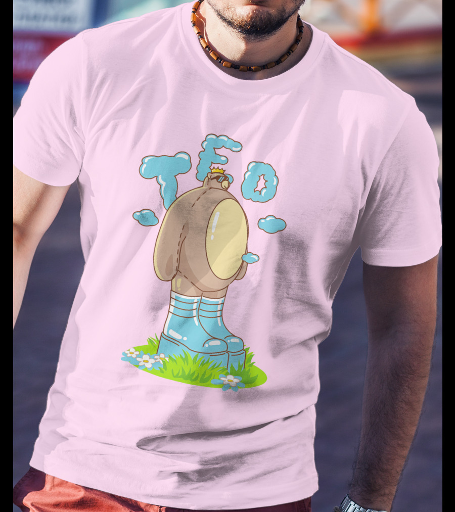 Eret Merch Ted Character With Crown And Boots Standing On Grass T-Shirt