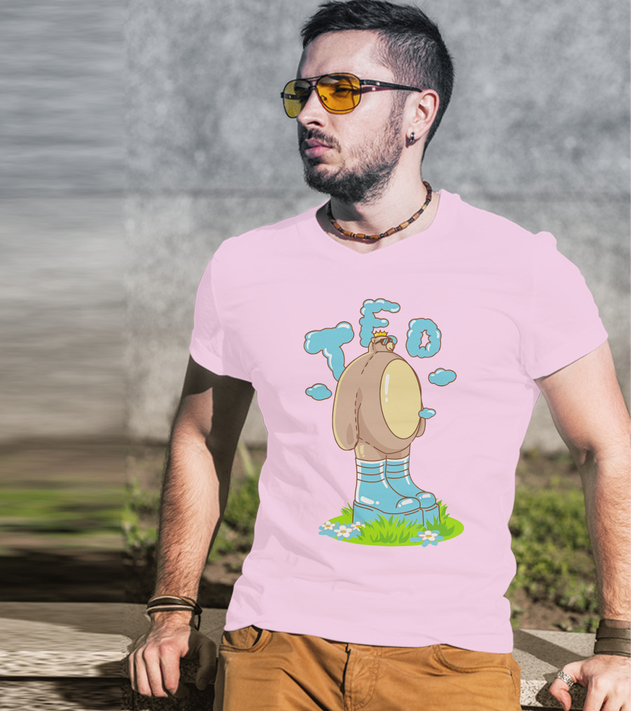 Eret Merch Ted Character With Crown And Boots Standing On Grass T-Shirt