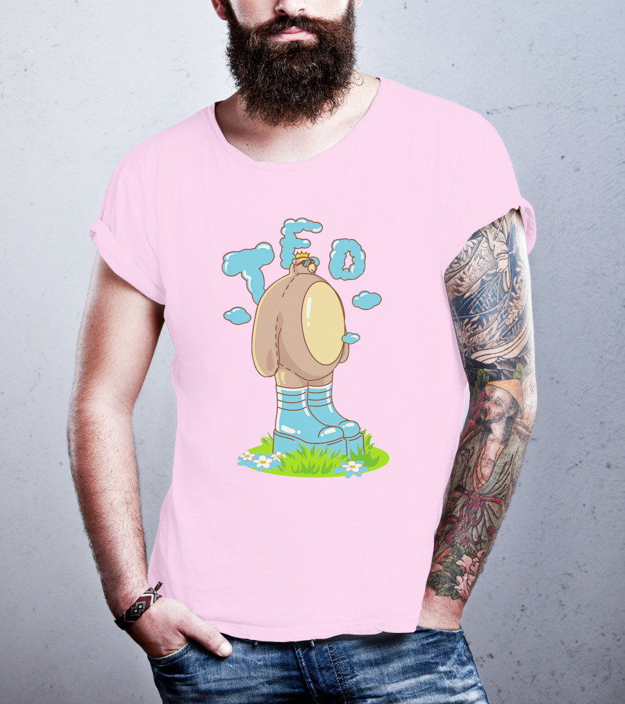 Eret Merch Ted Character With Crown And Boots Standing On Grass T-Shirt