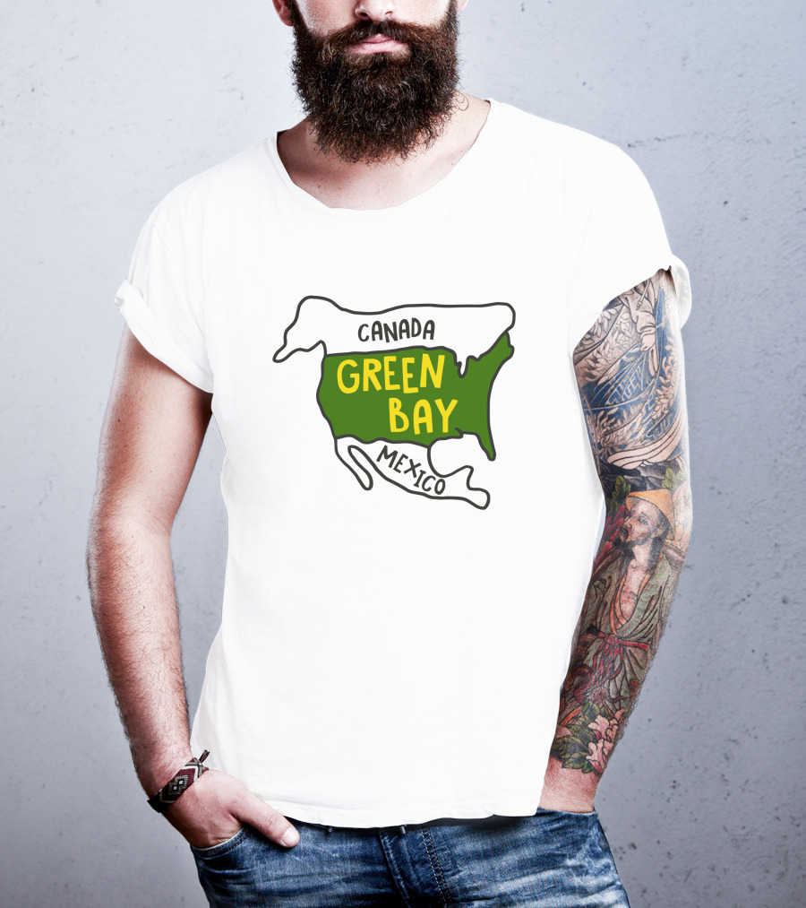 Green Bay Canada Mexico Map T-Shirt