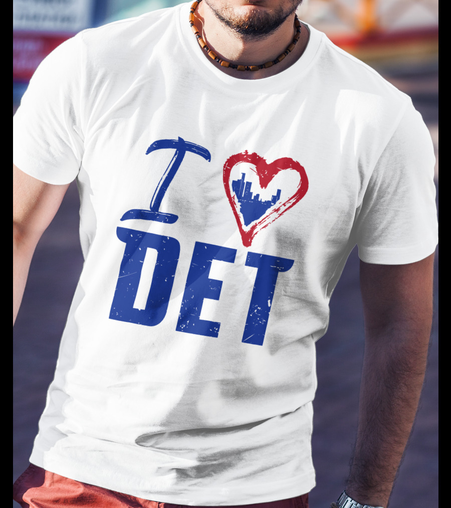 I Love DET Detroit Pistons Skyline Heart T-Shirt