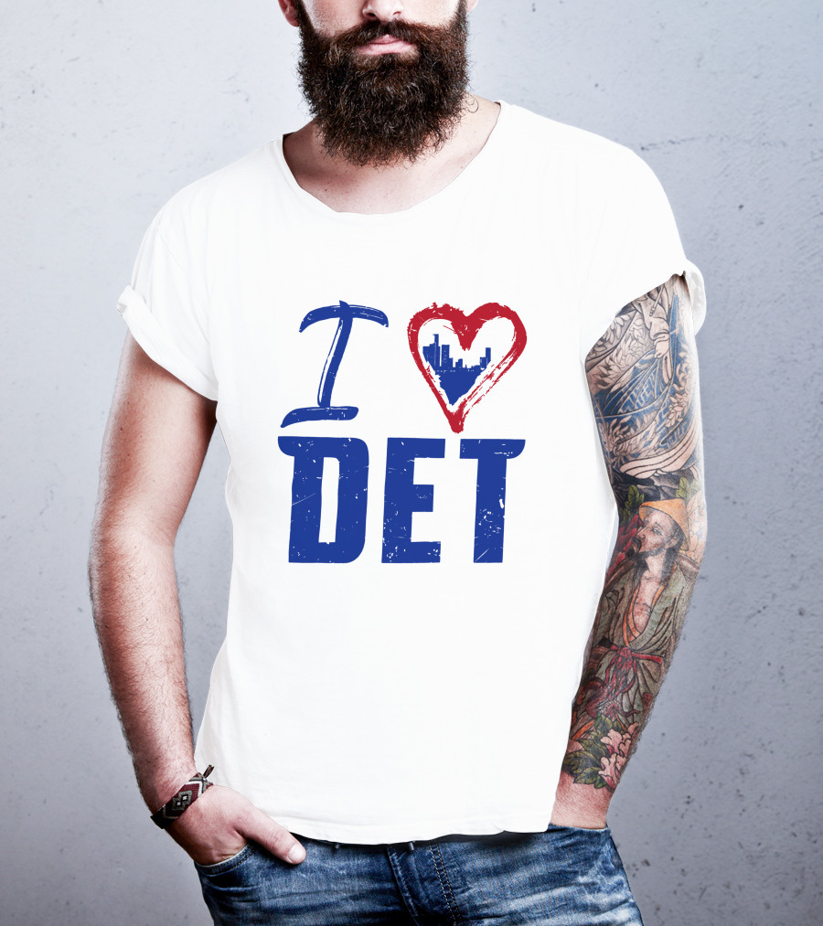 I Love DET Detroit Pistons Skyline Heart T-Shirt
