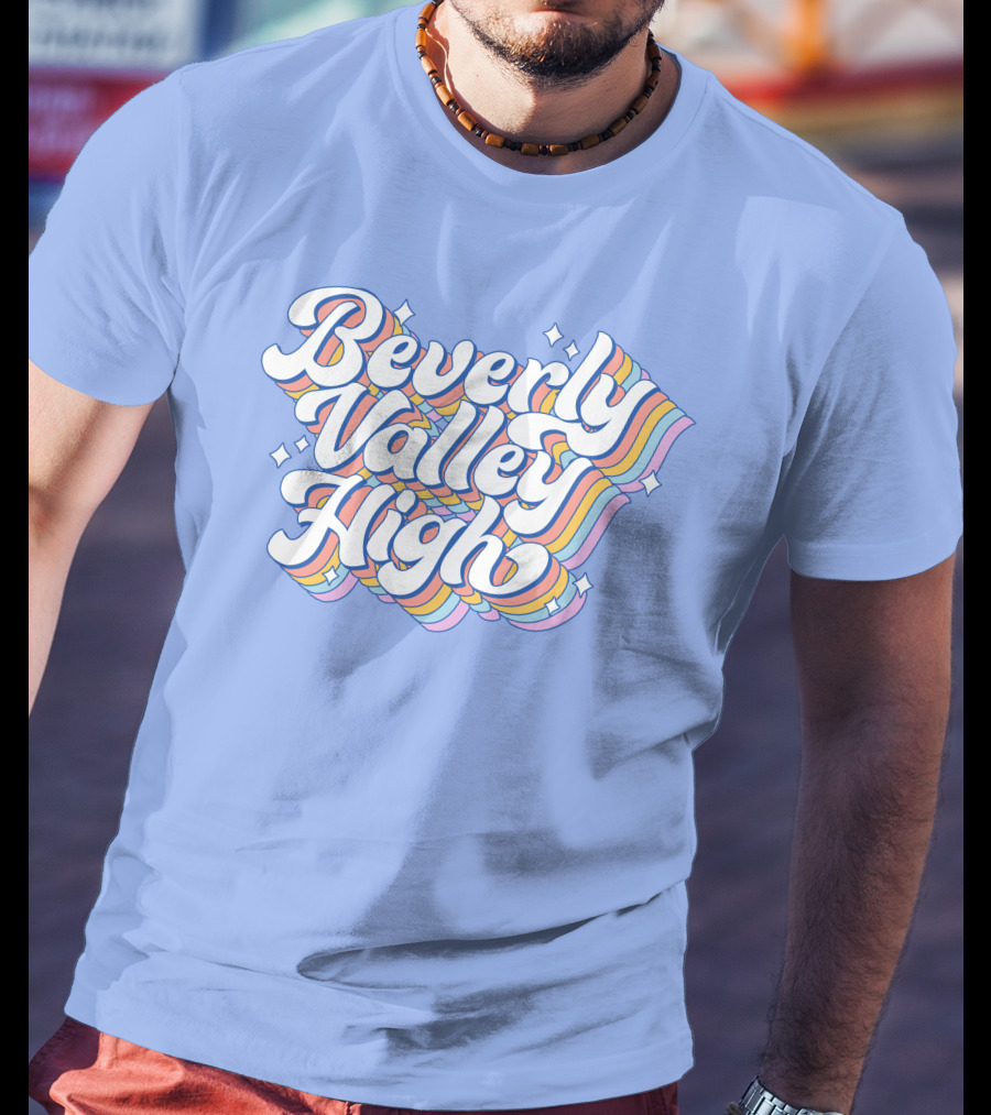 Bvh Merch Beverly Valley High Rainbow Text With Colorful Swirls T-Shirt