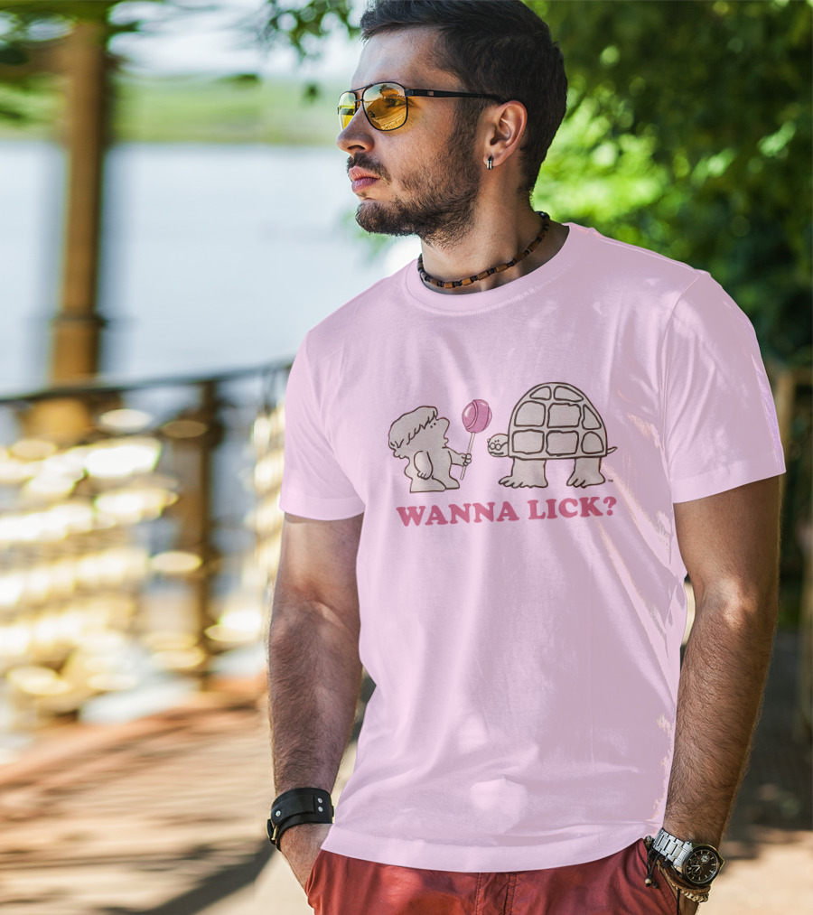 Wanna Lick Tootsie Roll Lilbttyboop Cute Character With Turtle And Lollipop T-Shirt