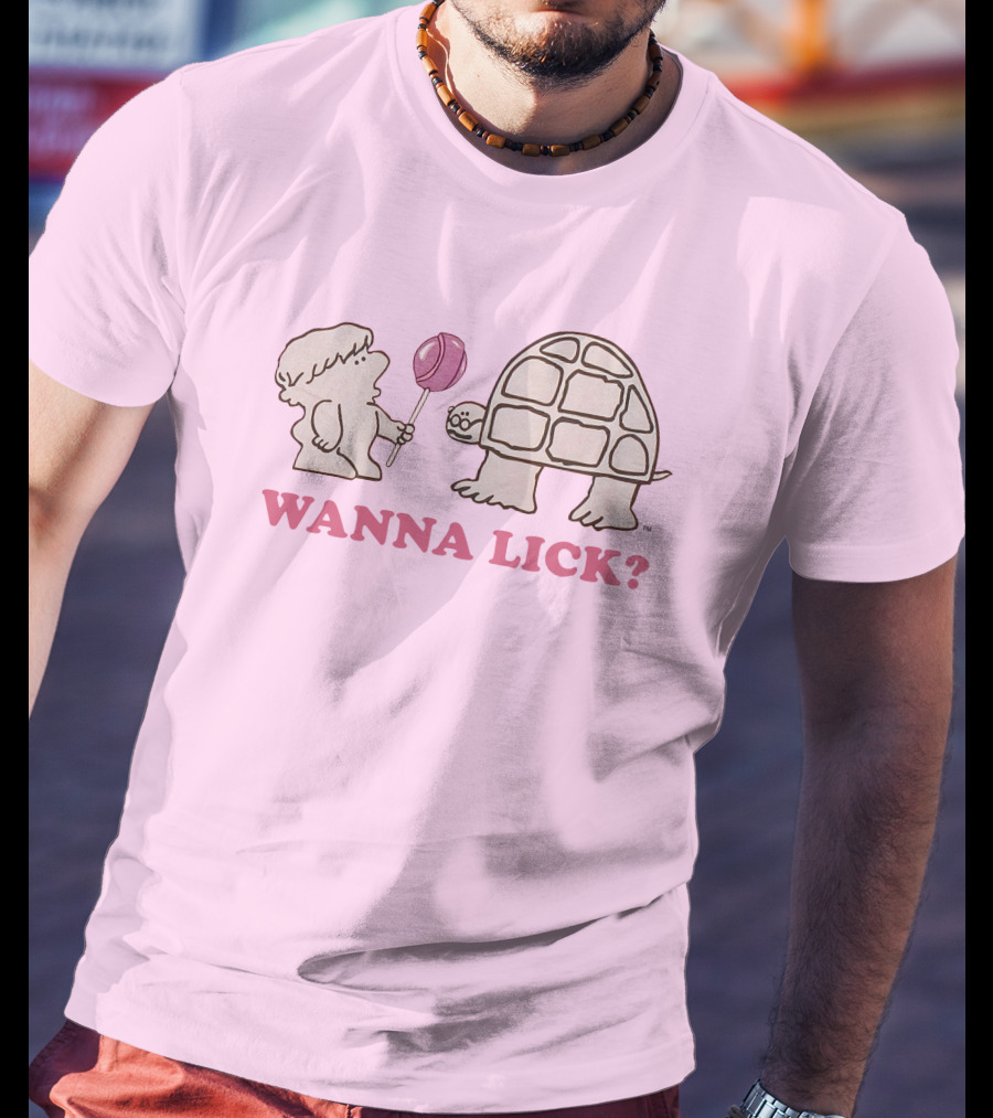 Wanna Lick Tootsie Roll Lilbttyboop Cute Character With Turtle And Lollipop T-Shirt