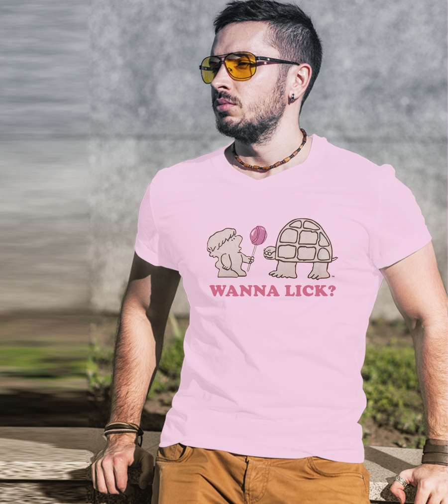 Wanna Lick Tootsie Roll Lilbttyboop Cute Character With Turtle And Lollipop T-Shirt