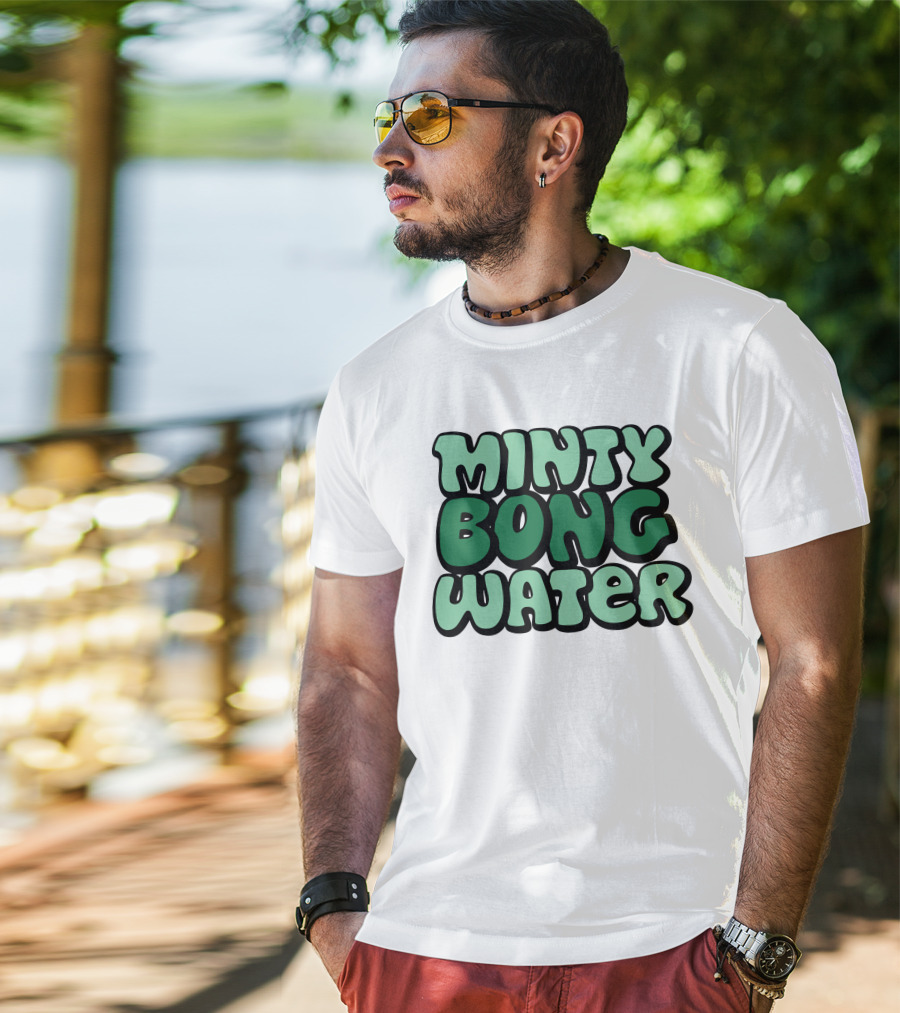 Minty Bong Water Shop Merch Mint Green Typography T-Shirt