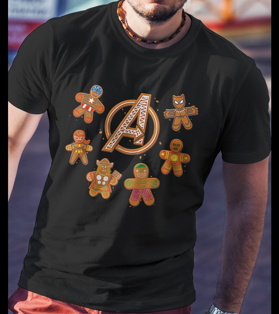 Avengers Gingerbread Cookies Holiday Themed Characters With Iconic A T-Shirt