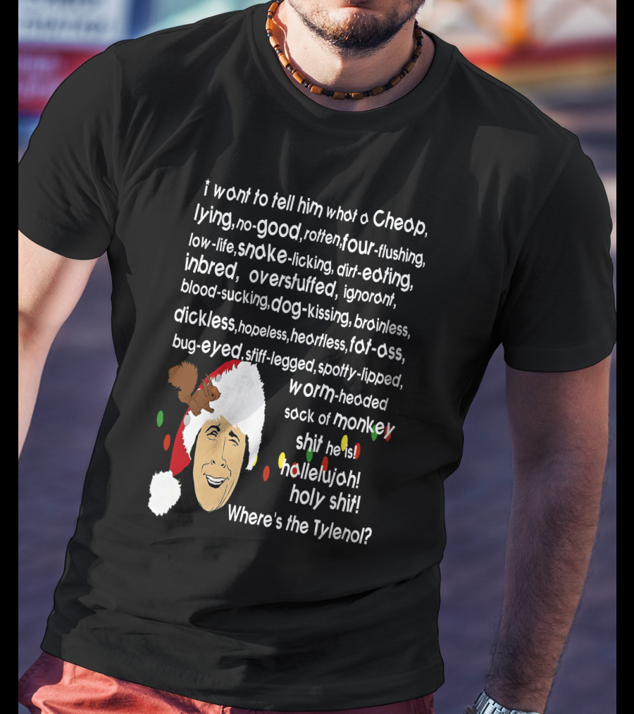 Clark Griswold Christmas Rant With Santa Hat And Lights T-Shirt