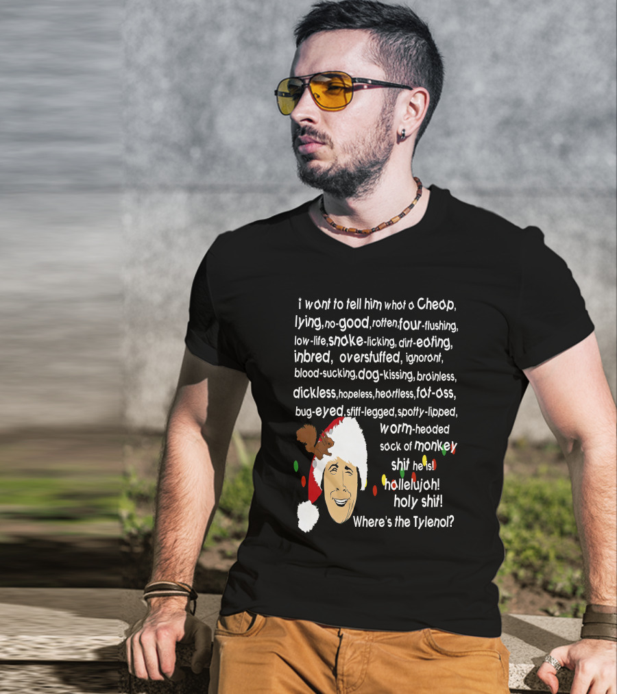 Clark Griswold Christmas Rant With Santa Hat And Lights T-Shirt