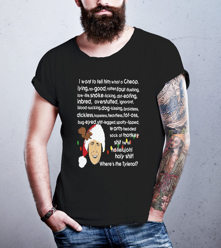 Clark Griswold Christmas Rant With Santa Hat And Lights T-Shirt
