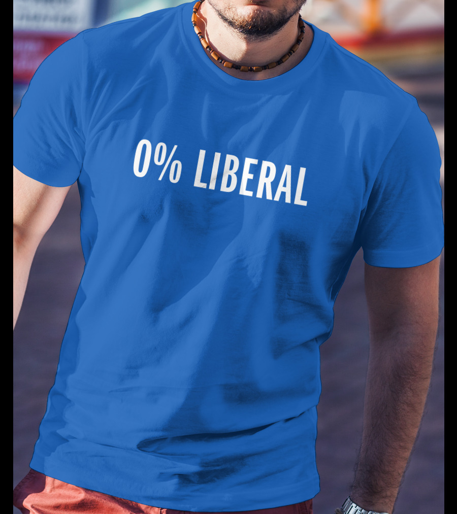 Zeek Arkham 0% Liberal Statement Bold Blue Background T-Shirt