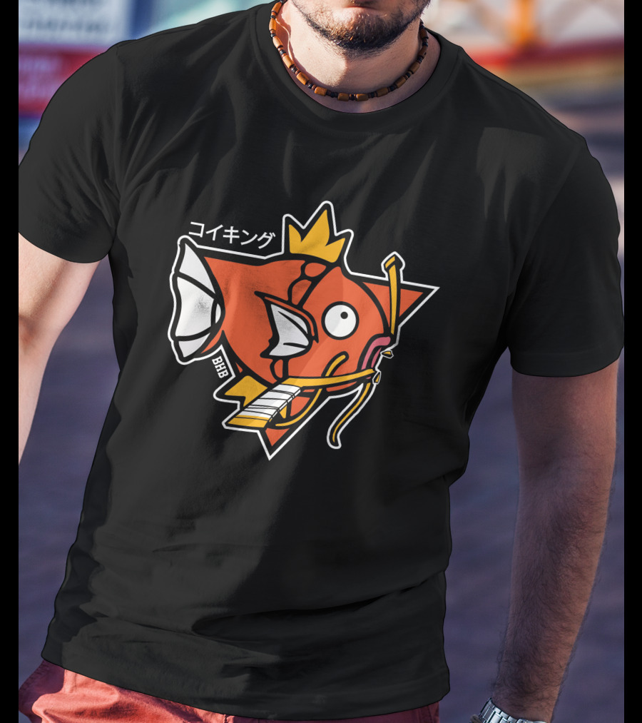 Magikarp King Fish Japanese Text Star Crown T-Shirt