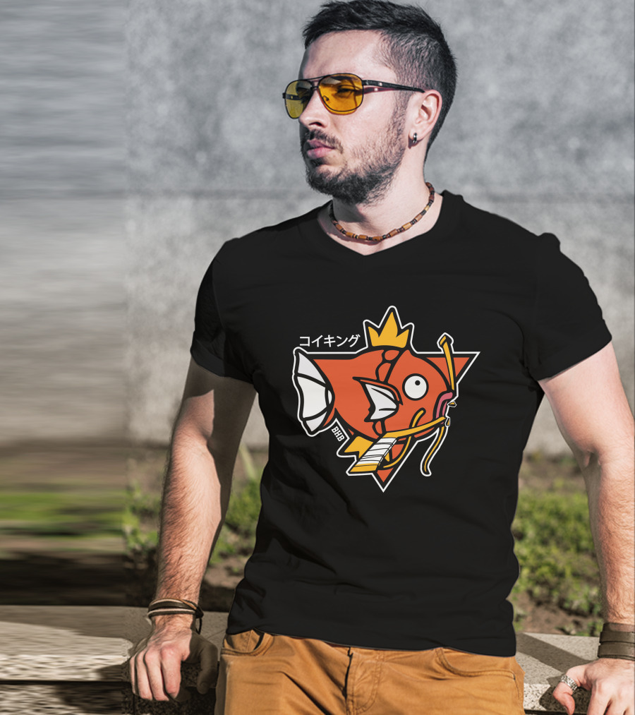 Magikarp King Fish Japanese Text Star Crown T-Shirt