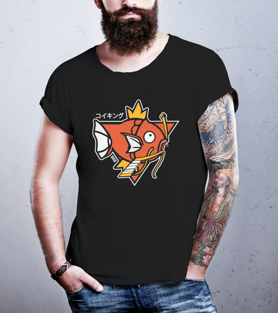Magikarp King Fish Japanese Text Star Crown T-Shirt