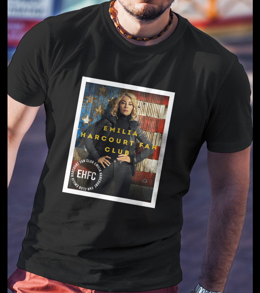 Emilia Harcourt Fan Club EHFC Vintage American Flag Background T-Shirt