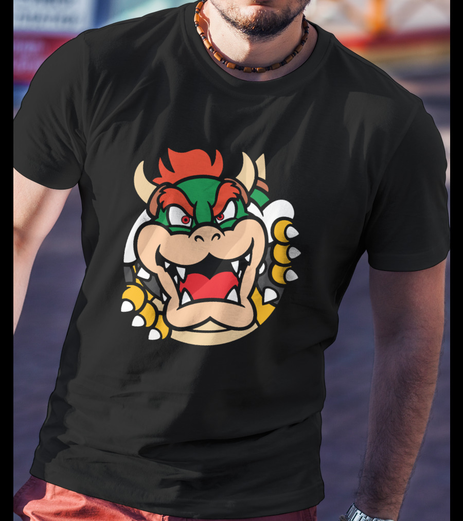 Super Mario Bowser Rows⁷ Ryukdoll Iconic Bowser Face T-Shirt