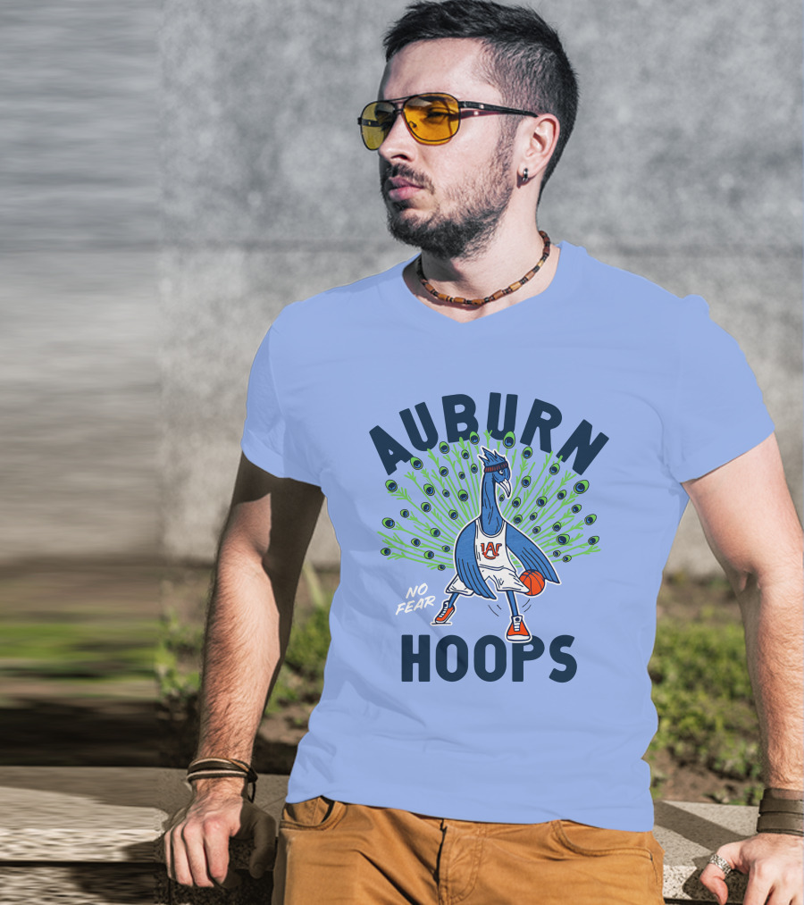 Auburn Hoops Peacock Basketball No Fear T-Shirt
