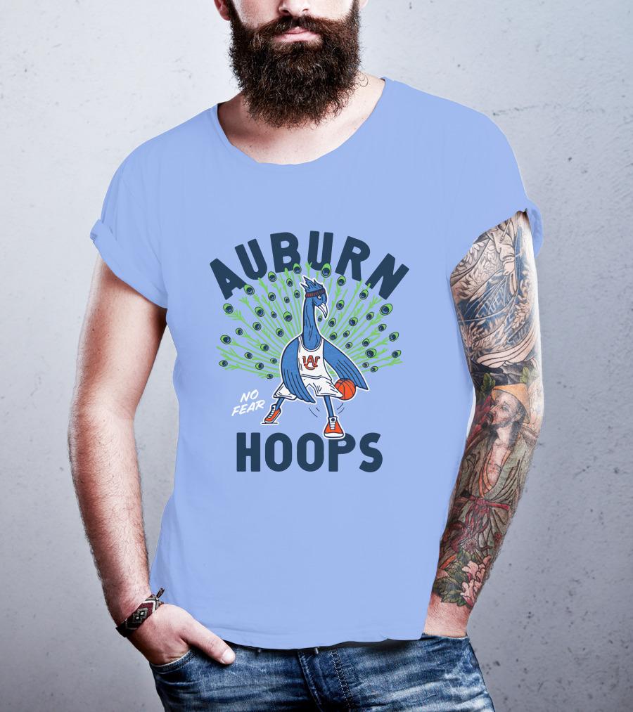 Auburn Hoops Peacock Basketball No Fear T-Shirt