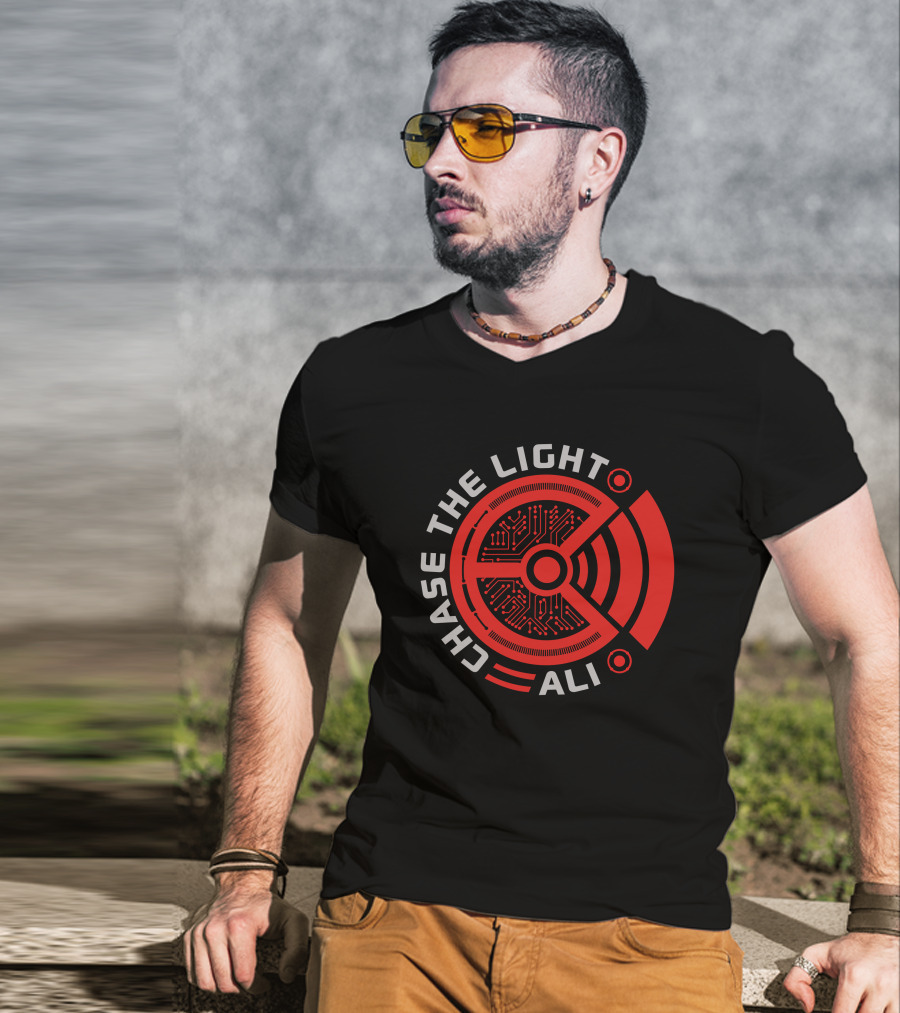 Chase The Light Ali Circuit Pattern Red Tech T-Shirt