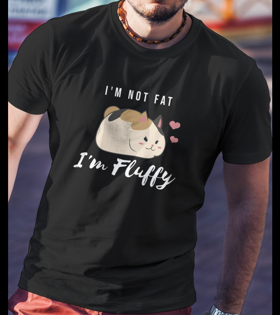 I'm Not Fat I'm Fluffy Ffxiv Fat Cat With Hearts T-Shirt